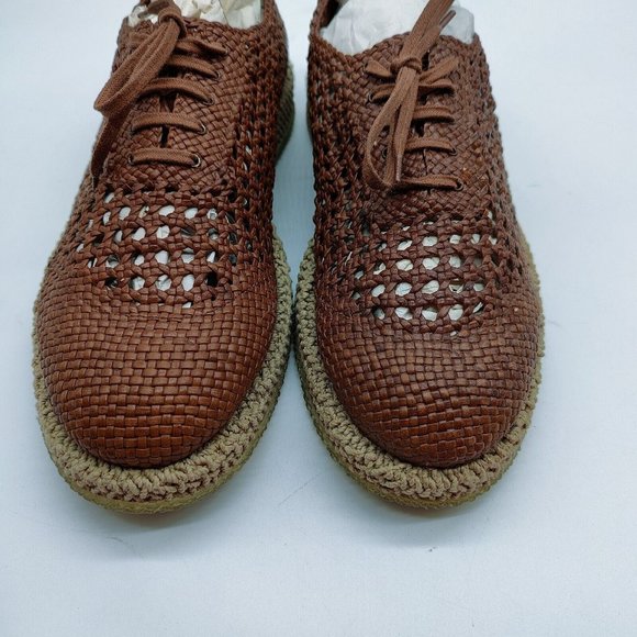 New Defect- Ferragamo Woven Brown Dress Men\'s Lace-up Woven Oxford Shoes Derby main image 9